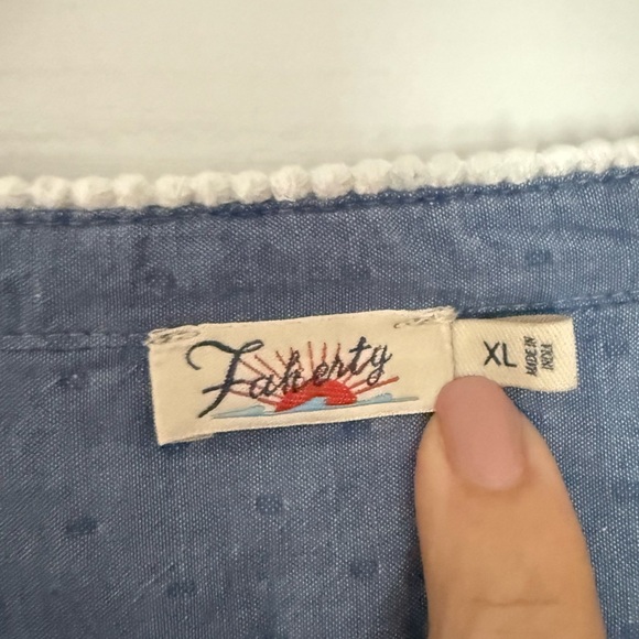 Faherty Light Blue Mini Dress with Eyelet Details XL - Picture 3 of 6